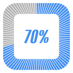 70 percent square shape percentage diagram for infographics,documents or reports. vector.