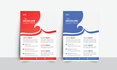  Corporate business flyer template design set with blue, marketing, business proposal, promotion, vector illustration template in A4 size