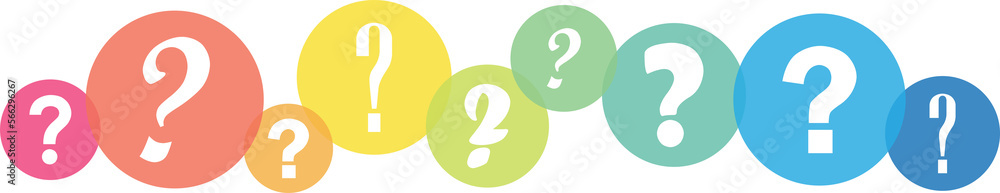 Aufkleber question marks on colorful overlapping circles on transparent background