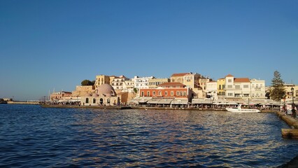 Fototapeta na wymiar Port de La Canée, Crète orientale, Grèce. 