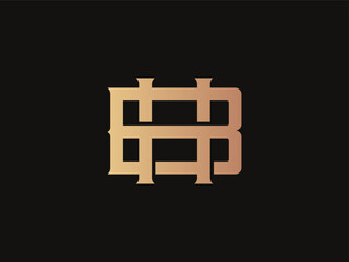 Obraz premium Luxury Monogram letter BH or HB flat design logo template, vector illustration