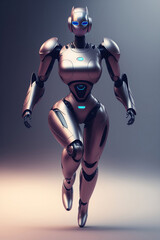 Fototapeta premium un robot femme en métal en 3d -generative AI