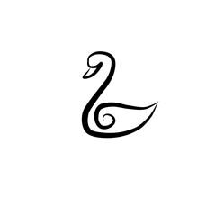 Fototapeta premium Hand Drawn Logo Of Black Swan