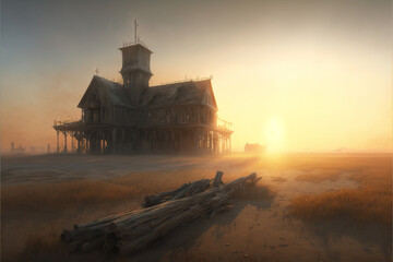 church at sunset  Superb anime and D&D environment
