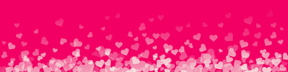 Valentines day background design with white heart stickers scattered on pink background. Vector background EPS 10