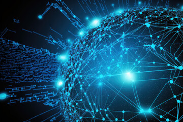 Obraz premium blue digital technology network background made by generative ai