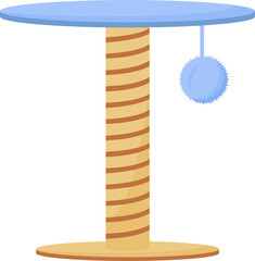 Scratching post for cats semi flat color raster element. Full sized object on white. Pet toy. Domestic animal care simple cartoon style illustration for web graphic design and animation