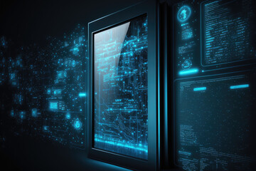 Obraz premium blue digital cybersecurity vault made by generative ai