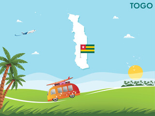 Togo map with travel and tourism theme vector illustration design