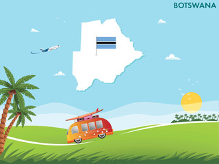 Fototapeta premium Botswana map with travel and tourism theme vector illustration design
