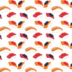 Sushi seamless pattern, Asian Food, Japanese sushi background, Sushi Roll Pattern, Japanesse restaurant background	
