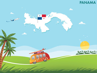 Fototapeta premium Panama map with travel and tourism theme vector illustration design