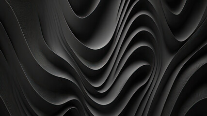 abstract 3d Wavy black background illustration. Generative Ai