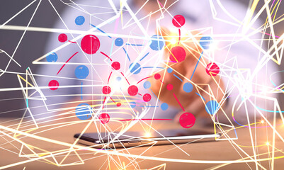 Abstract technology group and data 3d - 3D