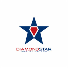Diamond logo design with star. The logo can be used for jewelry, marketing, accounting businesses.