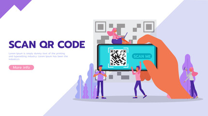 Scan qr code concept. Business People character vector design. For landing page, web, poster, banner, flyer and greeting card.