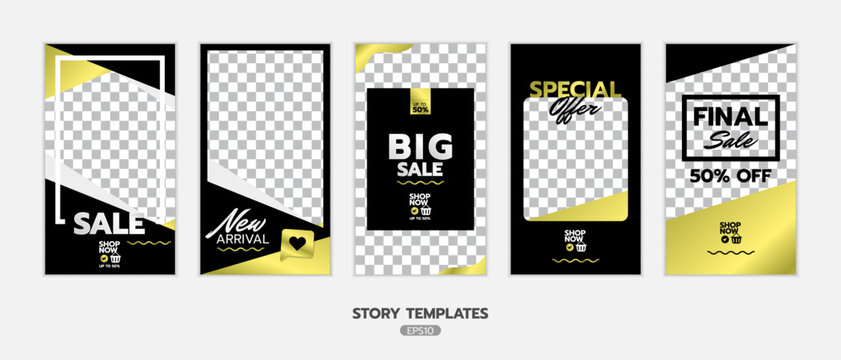 Set of stories and post frame templates. Use for, website, mobile app, poster and flyer. Vector design. no2