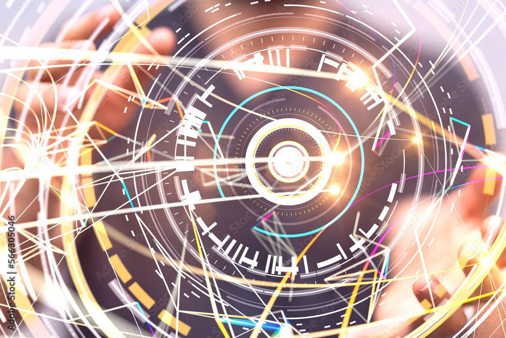 Poster neural network 3d illustration. big data and cybersecurity