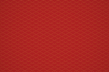 Chinese Wave Pattern Seigaiha Red And Gold Background