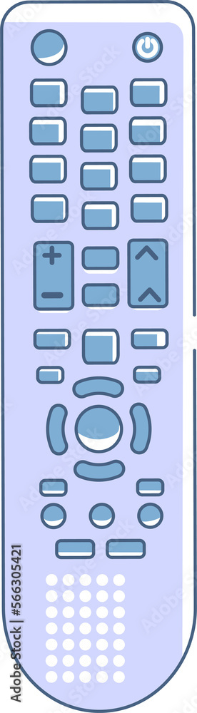 Poster remote control for tv semi flat color raster element. full sized object on white. switch channels at