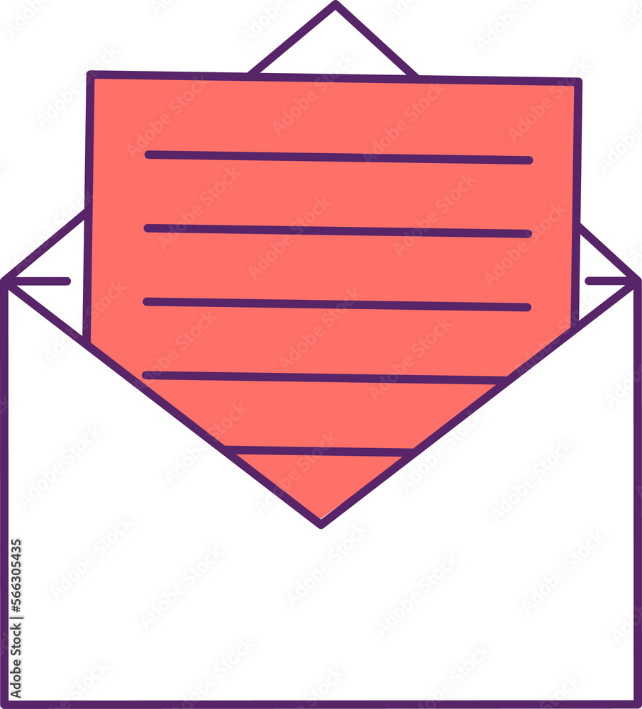 Poster letter semi flat color raster element. full sized object on white. send email. message notification.
