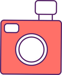 Photocamera semi flat color raster element. Full sized object on white. Optical instrument for hobby and work. Photograph simple cartoon style illustration for web graphic design and animation