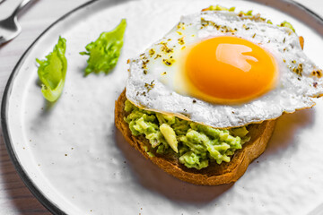 Avocado toast with fried egg