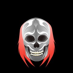 red hair skull themed simple design illustration