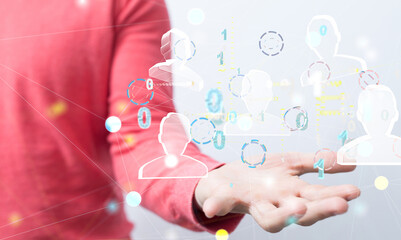 Abstract technology group and data 3d