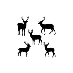 deer set silhouette icon logo
