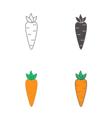 Carrot line icons.  Flat vector illustrations.