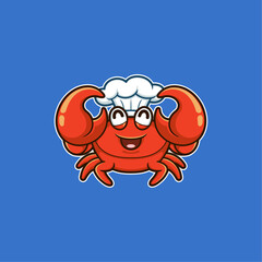 crab simple logo with chef hat for symbol or icon