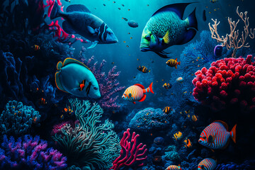 Naklejka na ściany i meble A vibrant display of exotic ocean life