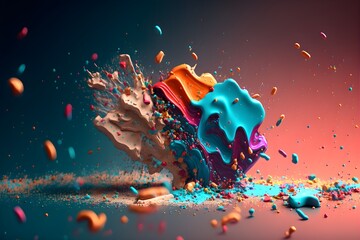 Colorful sprinkle, cream splash 6k desktop background - illustration