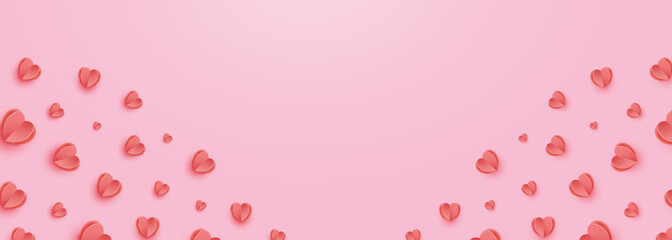 Valentines hearts banner. Symbols of love in shape of heart for Happy Women's, Mother's, Valentine's Day, birthday greeting card design.