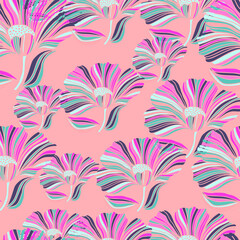 Seamless pattern with tropical leaves. Stylized floral background.