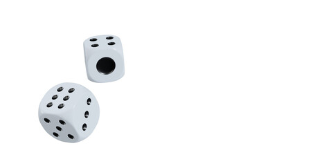 3d render of isolated dice for casino or gambling concept, transparent background in png format.