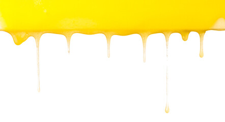 Dripping yellow honey on a white background.