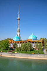 The building of the "Memory of victims of repression" and television tower. Tashkent, Uzbekistan