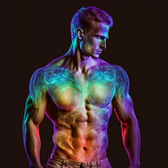 Naklejka premium Valentine's Day day digital art. Man praying for love, Internal glow, AI Generated