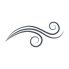 A set of vector icons of blowing wind and sea waves. A symbol of windy weather. Editable stroke
