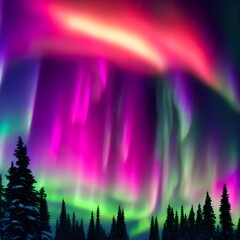 multicolored northern lights (Aurora borealis) - generative ai 