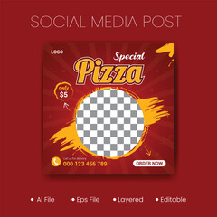 special pizza promotional social media post template. modern and eye-catchy social post design	