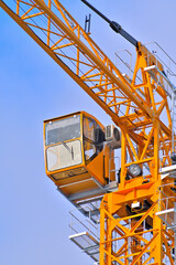 Fragment of a construction crane on a winter day