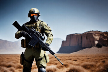 Modern armored soldier AI generated