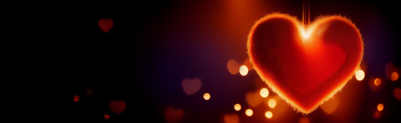 glowing heart on black background (Generative AI)