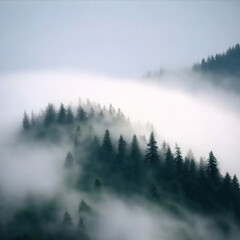 Fototapeta premium Fog in the mountains, generative ai backdrop