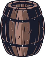 Wooden barrel with craft beer or whiskey for bar menu
