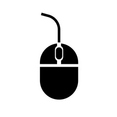 Wired computer mouse silhouette icon. Vector.