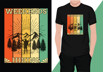 retro vintage hiking t-shirt design